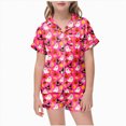 thumbnail image 1 of NIEWTR Kids Girls Short Sleeve Pajamas Set Halloween Pumpkin Ghost Print Collared Tops and Shorts Pjs Set Soft Comfortable Kids Halloween 2 Pieces Loungewear, 1 of 5