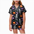 thumbnail image 1 of NIEWTR Kids Halloween Pajamas Halloween Loungewear Short Sleeve Lapel Top and Shorts Homewear Girls' Pajama Sets, 1 of 5