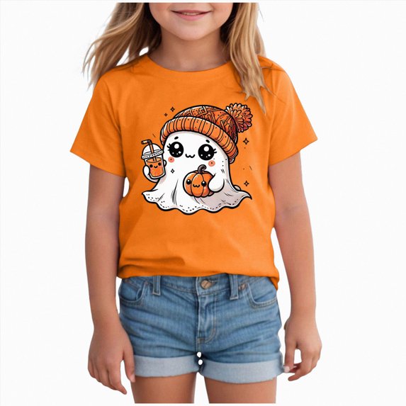 NIEWTR Kids Halloween Shirts Boys Girls Hallowmas Cute Printed T Shirt Short Sleeved Tops For 1-13 Years Tees(2-3 Years)