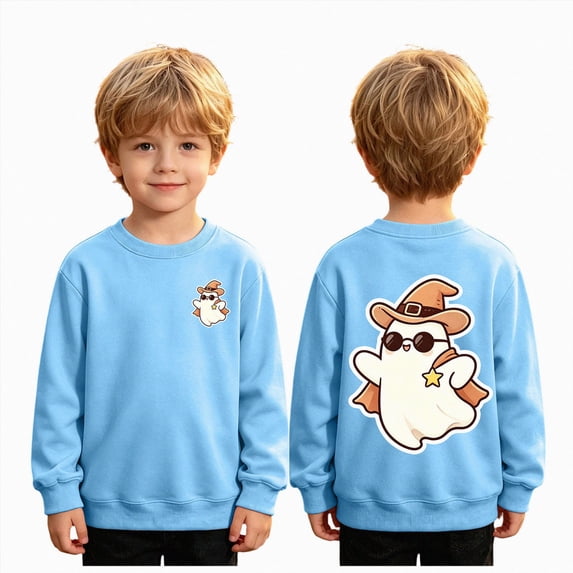 NIEWTR Kids Halloween Sweatshirt Girls Boys Pumpkin Shirt Crewneck Long Sleeve Graphic Top Halloween Pumpkin Ghost Graphic Top