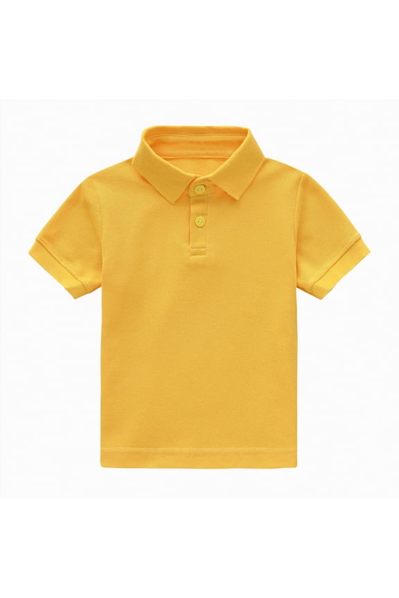 Kids Lightweight Short Sleeve Polo Shirt Baggy Fit for Casual Jogging Streetwear and Comfort（Yellow,4-5 Years)