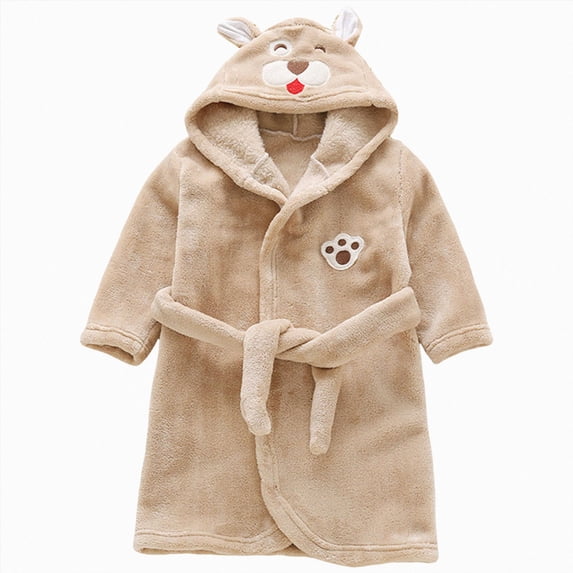 NIEWTR Kids Little Boys Girls Hooded Bathrobe Toddler Cozy Fleece Robe Pajamas Sleepwear for Lounging All-Season Loungewear Toddler Pajamas(5-6 Years)