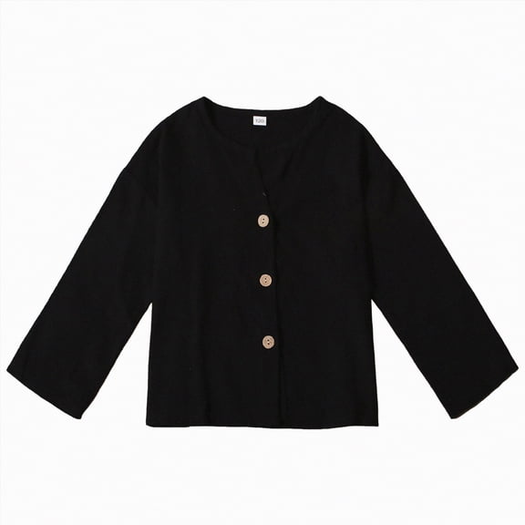 NIEWTR Kids Little Girls Boys Tunic Tops Crewneck Soft Solid Color Long Sleeve Casual Pullover Sweatshirt Fall Winter Sweatshirts Long sleeved T-shirt for 9-10 Years