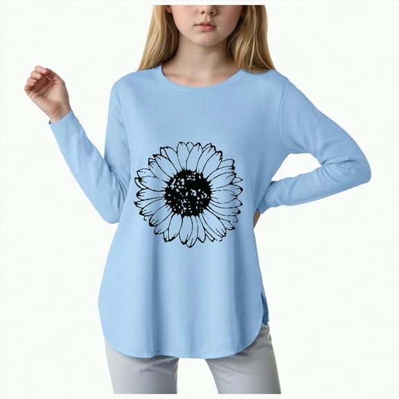 NIEWTR Kids Little Girls Boys Tunic Tops Crewneck Soft Solid Color Long Sleeve Comfortable Casual With Side Buttons T Shirt Fall Winter Sweatshirts Long sleeved T-shirt for 5-6 Years