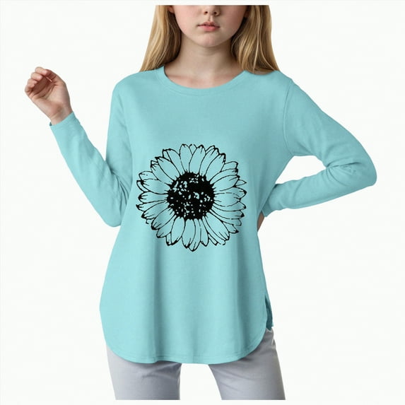 NIEWTR Kids Little Girls Boys Tunic Tops Crewneck Soft Solid Color Long Sleeve Comfortable Casual With Side Buttons T Shirt Fall Winter Sweatshirts Long sleeved T-shirt for 7-8 Years