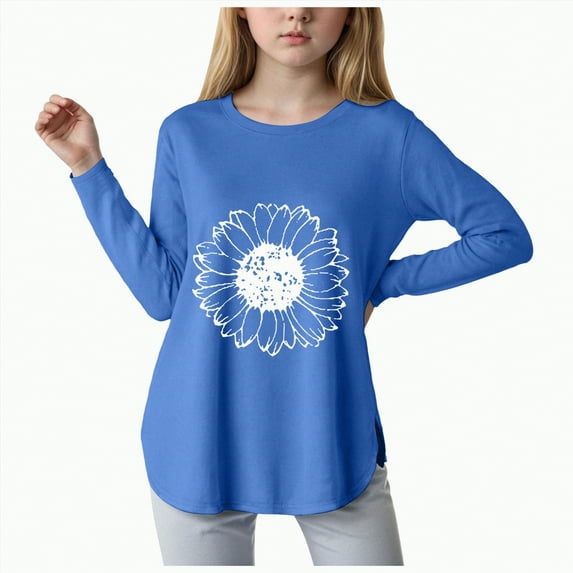 NIEWTR Kids Little Girls Boys Tunic Tops Crewneck Soft Solid Color Long Sleeve Comfortable Casual With Side Buttons T Shirt Fall Winter Sweatshirts Long sleeved T-shirt for 7-8 Years