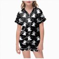 thumbnail image 1 of NIEWTR Kids Satin 2 Piece Outfits Girls Halloween Pajamas Sets Short Sleeve Sleep Top and Shorts Pajama Set 2-Piece Full Suit Clothes, 1 of 5