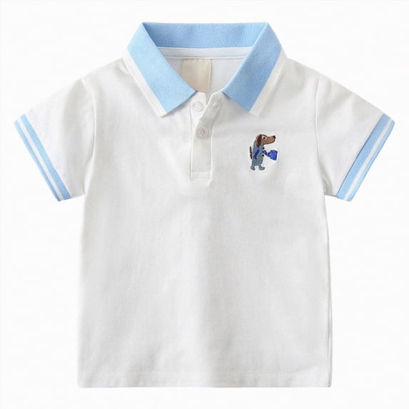 NIEWTR Kids Short Sleeve Polo Shirt Basic Solid Color Collared Top for Daily Wear School and Outings(A01-White,2-3 Years)