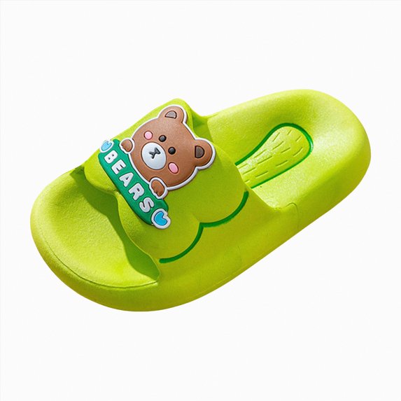 NIEWTR Toddler Boys Girls Slippers Open Toe Pillow Sandals Summer Quick Dry Bathroom Slides Beach Shower Kids Shoes(Green,9)