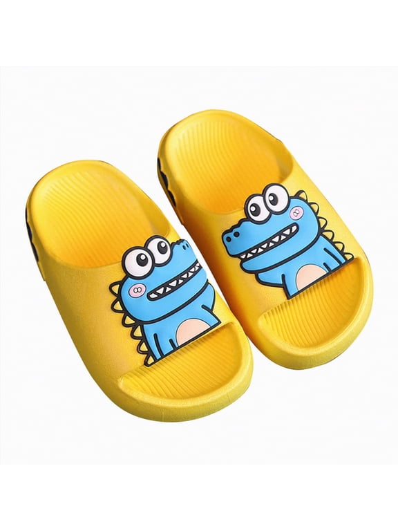 Kids Slide Sandals Boys Girls Water Shoes Cute Slippers for Beach Pool (Toddler/Little Kid)(Yellow,24)