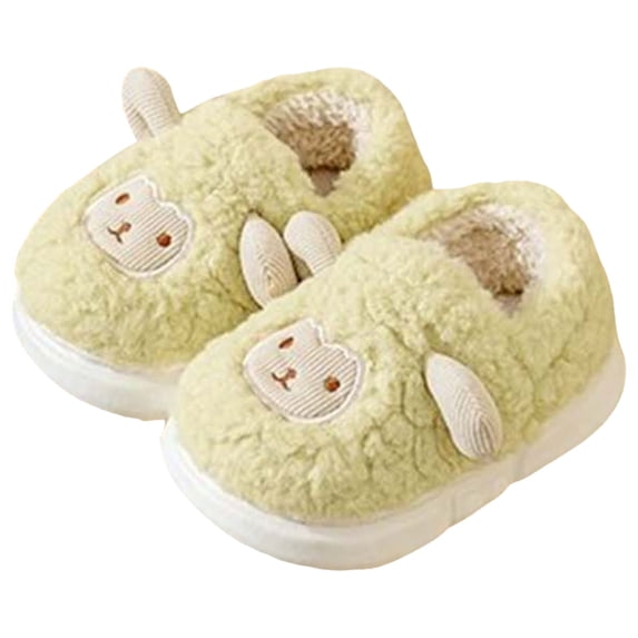NIEWTR Kids Slippers Full Wrapped Toddler Slippers Boys Girls Comfortable Winter House Shoes with Cute Cartoon Design Indoor Shoes(A-Green,6)