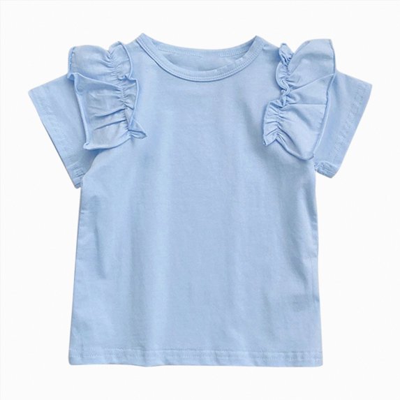 NIEWTR Kids Spring Clothes Girl Short Sleeve T-Shirts Summer Casual Soft Breathable Tee Toddler Girl Tops Daily Essentials 2T 3T 4T 5T(Sky Blue,12-18 Months)