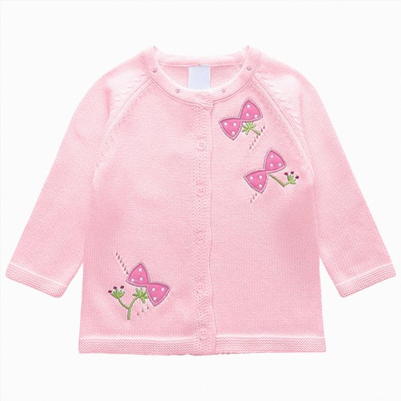 NIEWTR Kids Spring Fall Winter Clothes Girls Button Down Cardigan Kids Long Sleeve Crewneck Uniform Knit Sweater(A-Pink,12-18 Months)