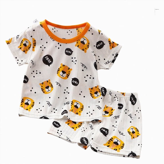 NIEWTR Kids Summer Outfit Set 2PCs Toddler Short Sleeve Round Neck Tee with Comfy Shorts Breathable Pajamas Gift Set for 2T 3T 4T(A-Yellow,7-8 Years)