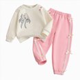 thumbnail image 1 of NIEWTR Kids Sweatsuits Girls 2 Piece Set Toddler Infant Girl Long Sleeve Crewneck Top with Relaxed Fit Sweatpants Casual Loungewear for Play Fall Winter(A-White,4 Years), 1 of 7