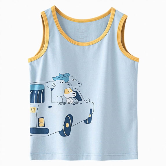 NIEWTR Kids Tank Tops for Boys Toddler 0-24M 2T 3T 4T 5T 6T Sleeveless T-Shirts Casual Loose Tees for Beach Vacation Summer Sleeveless Vests(B-Sky Blue,140.00)
