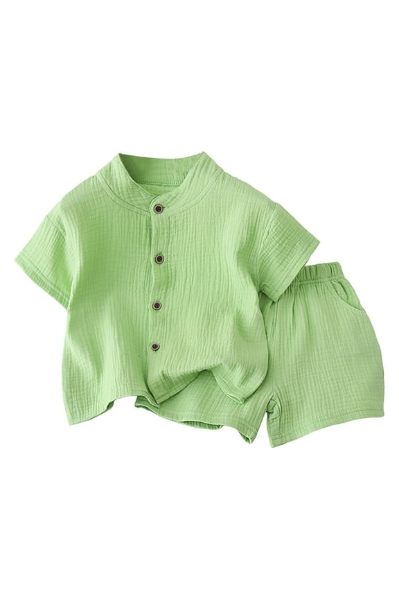 Kids Toddler Baby Boy GirlsShort Sleeve T Shirt Elastic Casual Elastic Shorts Set 2PCS Outfit Summer Pjs For 18-24 Months 2t 3t 4t 5t 6t Children's Day Gift 2PCS Set ,18-24 Months