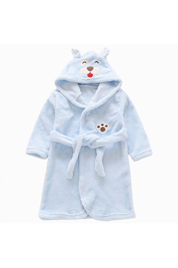 Kids Toddler Boys Girls Fleece Robe 1-10Y Baby Pajamas Bathrobe Spring Warm Hooded Bathrobe Fall Soft Dinosaur Night-Robe(A-Blue,9-10 Years)