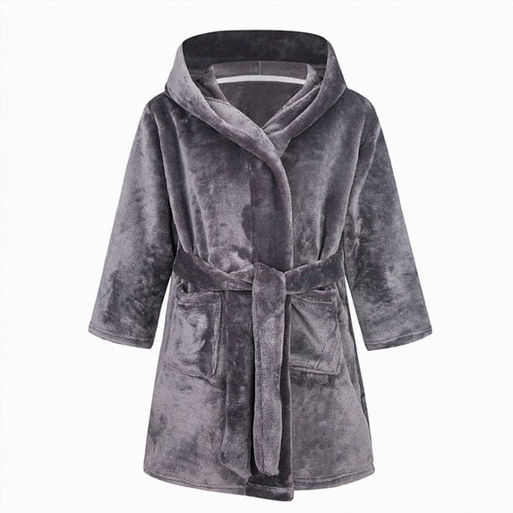 NIEWTR Kids Toddler Boys Girls Fleece Robe Soft Hooded Bathrobe Pajamas Sleepwear Children Bath Robe 3T 4T 5T 6T 7T 8T(3-4 Years)