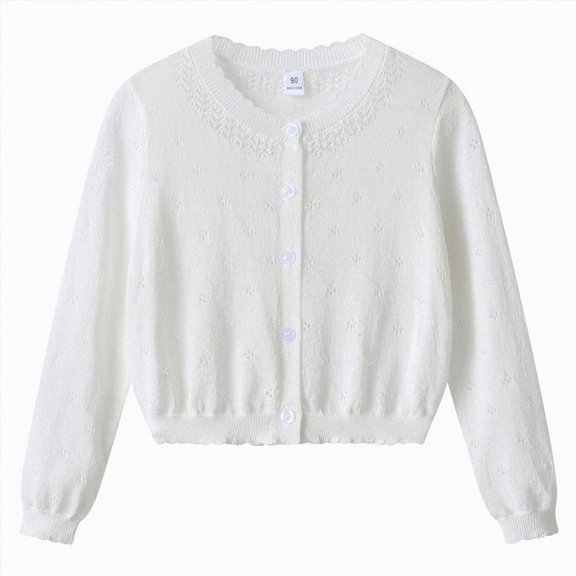 NIEWTR Kids Winter Coat Girls Knitted Cardigan Sweater Coat With Floral Embroidery Cute Soft Warm Outerwear for Toddler Kids 2T 3T 4T 5T 6T(A-White,8-9 Years)