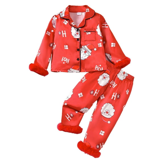 NIEWTR Little Boys Girls Christmas Pajamas for Toddler Clothes Set Snowman Sleepwear Long Sleeve Cotton Kids Pjs Christmas Toddler Sets (18-24 Months,Red)