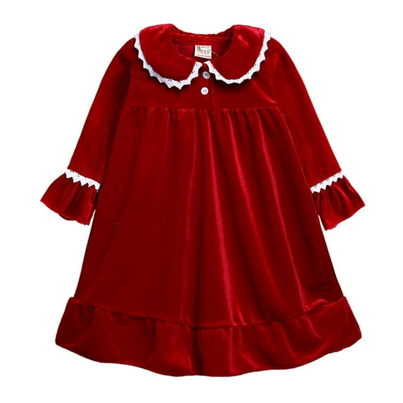 NIEWTR Little Girl Christmas Tutu Dress Little Long Sleeve Layered Tulle Star Christmas Tree Dress 0-9 Years Children Long Sleeve Layered Tulle Dress(Red,5-6 Years)