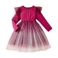 thumbnail image 1 of NIEWTR Little Girl Dress Velvet Long Sleeve Dress Girl Fall Winter Party Dresses 3-7T Cake Dresses Glitter Mesh Dress Princess Dresses(Red,6-7 Years), 1 of 7