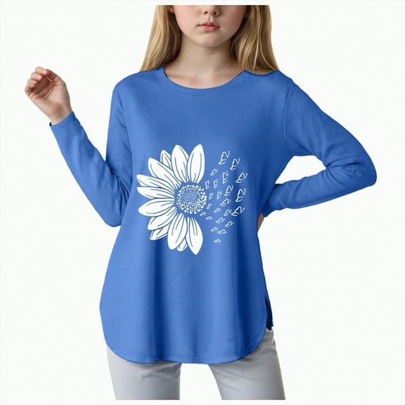 NIEWTR Little Girls Boys Casual Long Sleeve Sweatshirt Crew Neck Cute Pullover Relaxed Fit Tops Casual Pullover Sweatshirt Fall Winter Sweatshirts Long sleeved T-shirt for 13-14 Years