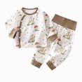 thumbnail image 1 of NIEWTR Matching Baby and Toddler Pajamas Girls 2-Piece Set Toddler Kids Long Sleeve Pullover with Elastic Waistband Pants Casual Sleepwear Daily for 2T 3T(A-Brown,6-9 Months), 1 of 6