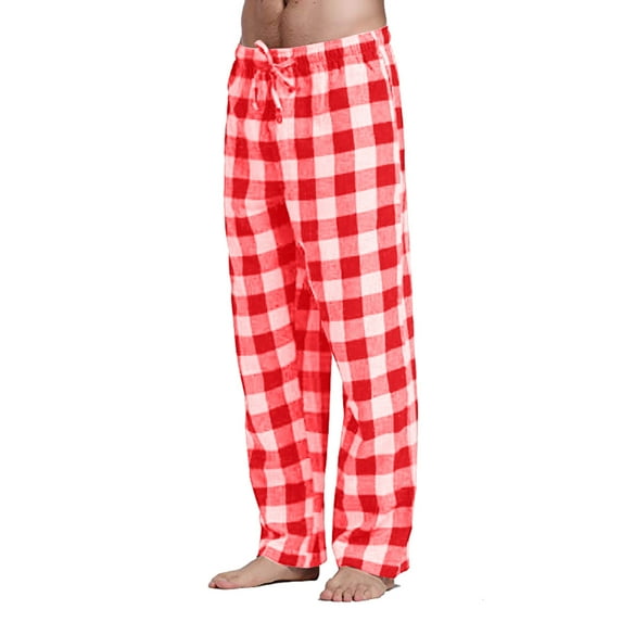 NIEWTR Men'S Pajama Pants Tall Plaid Christmas Pajamas Pj Pants Elastic Waist Drawstring Pants 2024 Sleep Lounge Pant Pockets Plaid Pajama Pants(Z13-Red,XL)