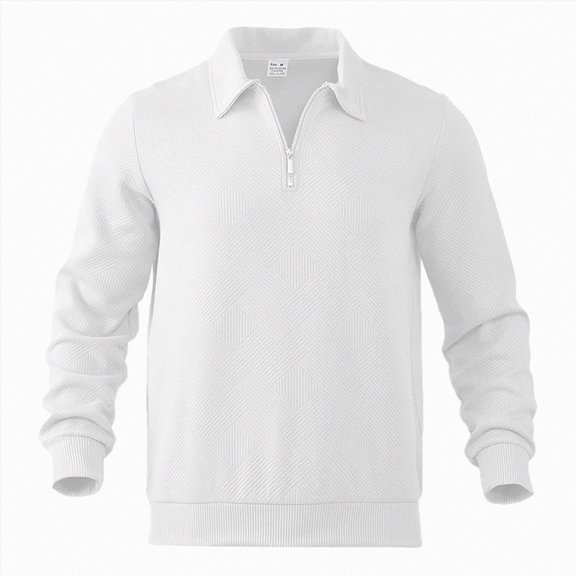 NIEWTR Men's 1/4 Zip Pullover Cotton Fleece Sweatshirts Lightweight Warm Business Golf Tops Long Sleeve Solid Color Casual Warm Fall Winter Sweater Tops(A-White,2XL)