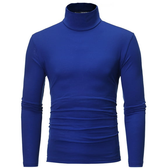 NIEWTR Men's 100% Interlock Knit Combed Cotton Super-Soft Euro Design Ski Casual Turtleneck Pullover(Z010-Blue,XL)
