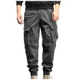 thumbnail image 1 of NIEWTR Men's Baggy Cotton Casual Loose Sweapants Yoga Jogging Gym Workout Pants with Open Bottom Cargo Pants Wide Leg Drawstring Casual Pants (Grey,36), 1 of 4