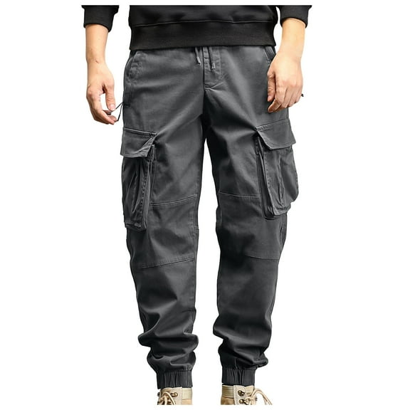 NIEWTR Men's Baggy Cotton Casual Loose Sweapants Yoga Jogging Gym Workout Pants with Open Bottom Cargo Pants Wide Leg Drawstring Casual Pants (Grey,36)