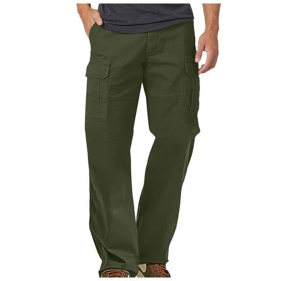 NIEWTR Men's Casual Cargo Pants Sports Solid Pants Street Cargo Pants Athletic Lounge Pants Jogger Running Straight Leg Cargo Pants (AG,S)