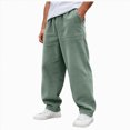 thumbnail image 1 of NIEWTR Men's Casual Pants Solid Color Corduroy Elastic Waist Pull Rope Loose Straight Casual Pants Fall Winter Active Athletic Workout Pants for Men, 1 of 4