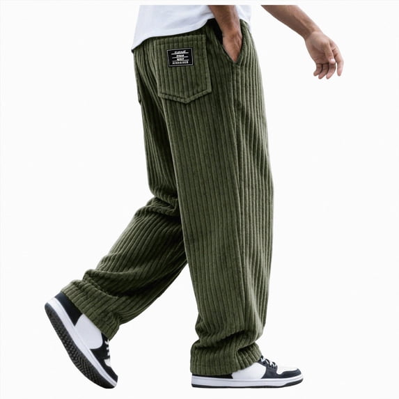 NIEWTR Men's Casual Pants Solid Color Widened Corduroy Back Pocket Label Casual Pants Fall Winter Active Athletic Workout Pants for Men