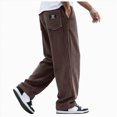 thumbnail image 1 of NIEWTR Men's Casual Pants Solid Color Widened Corduroy Back Pocket Label Casual Pants Fall Winter Active Athletic Workout Pants for Men, 1 of 4