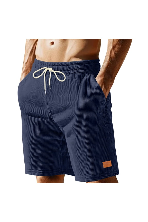 Men's Casual Shorts Elastic Waist Drawstring Lightweight Outdoor Summer Beach Shorts with Pockets Hiking Shorts Men's Summer Shorts M,Navy