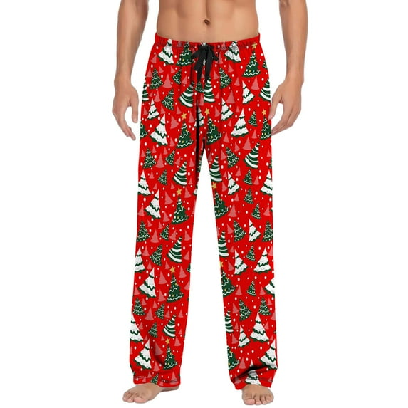 NIEWTR Men's Cotton Pajama Bottoms Lightweight Sleep Lounge Pants Plaid Sleepwear Long Pj Pants With Pocket Plaid Pajama Pants(Z10-Red,M)