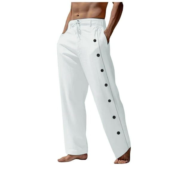 NIEWTR Men's Lightweight Hiking Travel Pants Breathable Athletic Fishing Active Joggers Pockets Business Casual Pants For Men (L,Z01-White)