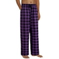 thumbnail image 1 of NIEWTR Men's Pajama Pants - Knit Cotton Flannel Plaid Lounge Bottoms- Button Fly (Available In Big & Tall)(Z04-Purple,L), 1 of 8