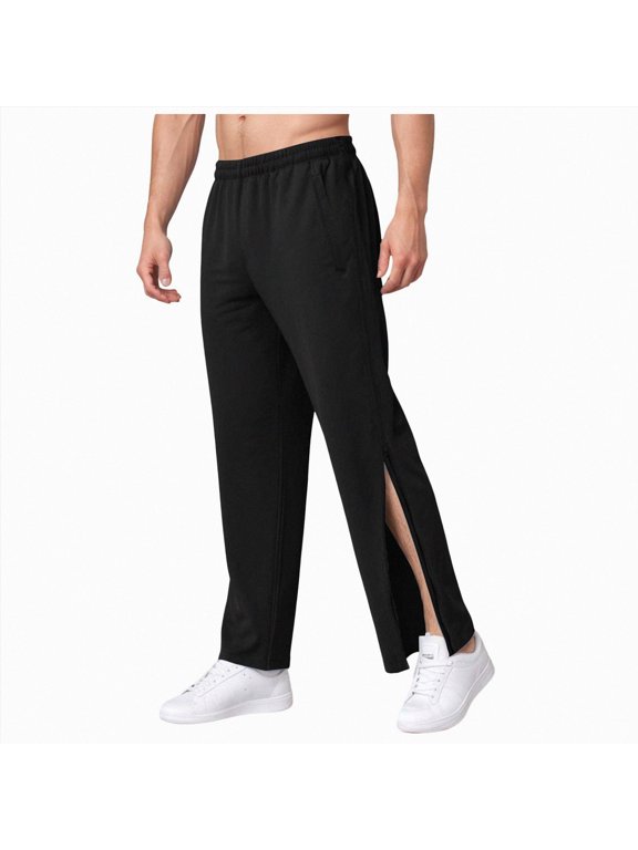 Men's Rehabilitation Trousers Sweatpants Full Zip Training Pants Loose Casual Jogging Pants Rip Off Belt Pockets