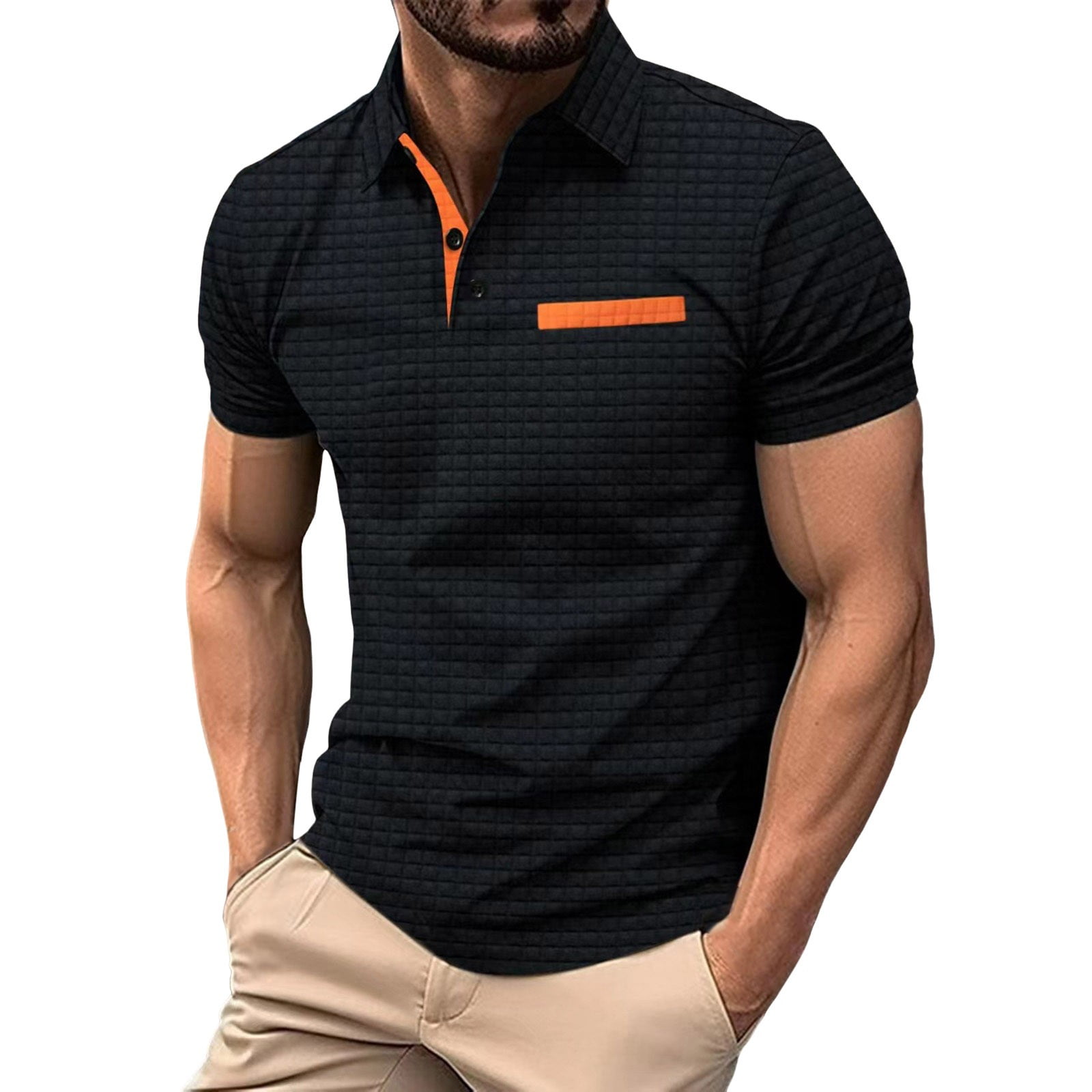 NIEWTR Men's Short Sleeve Polo Shirt Zipper Casual Slim Fit Golf