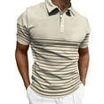 thumbnail image 1 of NIEWTR Men's Short Sleeve Polo Shirts Quarter-Zip Casual Slim Fit Mock Neck Basic Shirts(Beige,S), 1 of 4