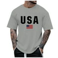 thumbnail image 1 of NIEWTR Men's Short Sleeve T-Shirt Summer Printed Retro American Flag Patriotic Blouse Muscle Workout Tee Tops Mens Shirts(Grey,3XL), 1 of 4