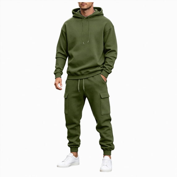 NIEWTR Men's Spring And Autumn Sports And Leisure Hooded Long Sleeved Sweater Trousers Two Piece Set Slim Fit Suit Pants for Mens