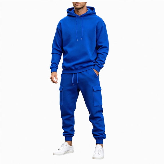 NIEWTR Men's Spring And Autumn Sports And Leisure Hooded Long Sleeved Sweater Trousers Two Piece Set Slim Fit Suit Pants for Mens
