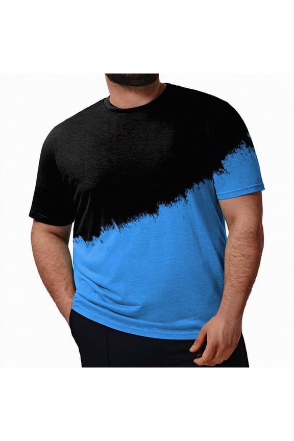 Men's T-Shirts big and tall Short Sleeve Lightweight Casual Tee Lounge Wear(A01-Blue,6XL)