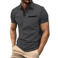 thumbnail image 1 of NIEWTR Men's Zip Up Polo Shirts Slim Fit Casual Short Sleeve Golf Shirts Contrast Color Pocket Shirts(Dark Gray,XL), 1 of 5